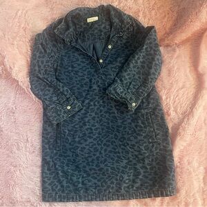 🎀5/$25🎀 crazy 8 leopard cheetah denim shirt dress chambray girl 7 pockets